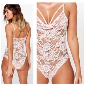 LACE CUTOUT BODYSUIT NUDE LINGERIE